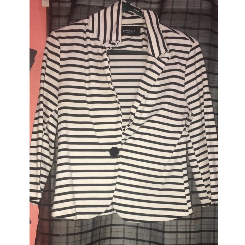 Black/white striped blazer