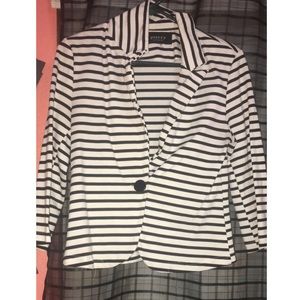 Black/white striped blazer
