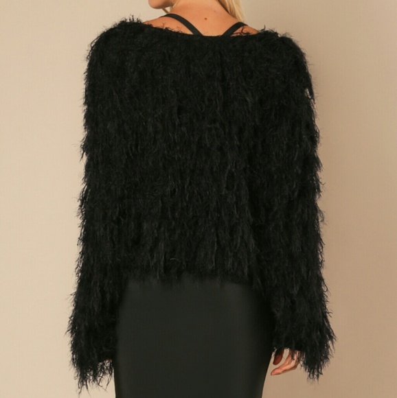 ❤RESTOCKING❤DREAMY BLACK SHAG COZY CARDIGAN - Picture 4 of 4