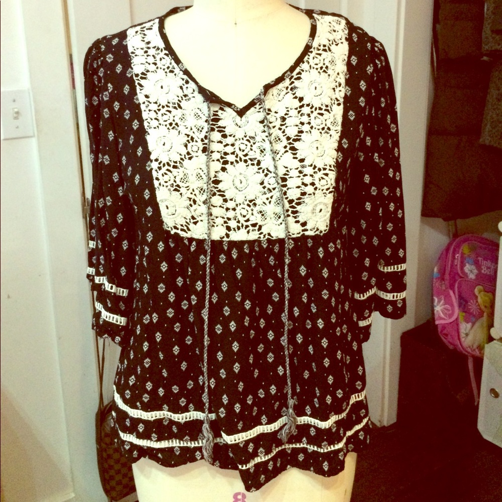 Lace yoked blouse