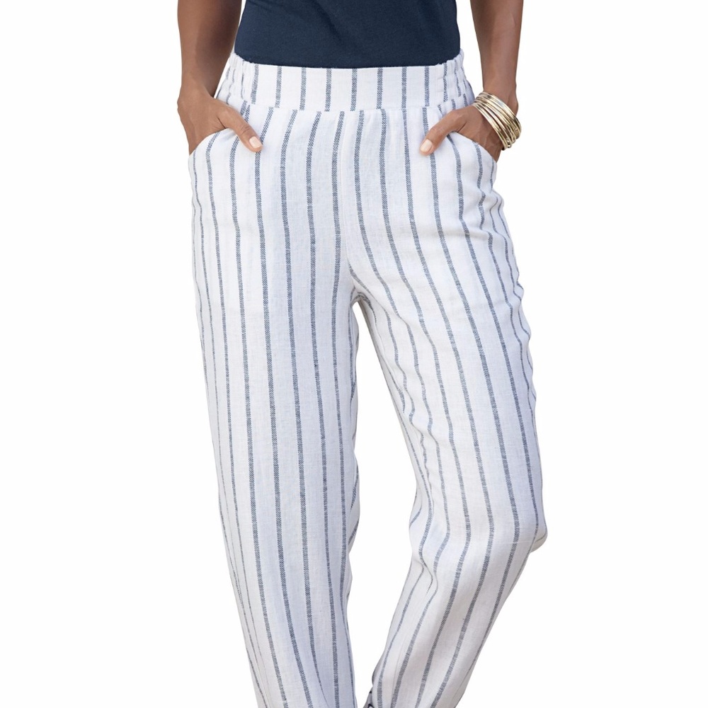 Roamans Women's Plus Size Striped Pants