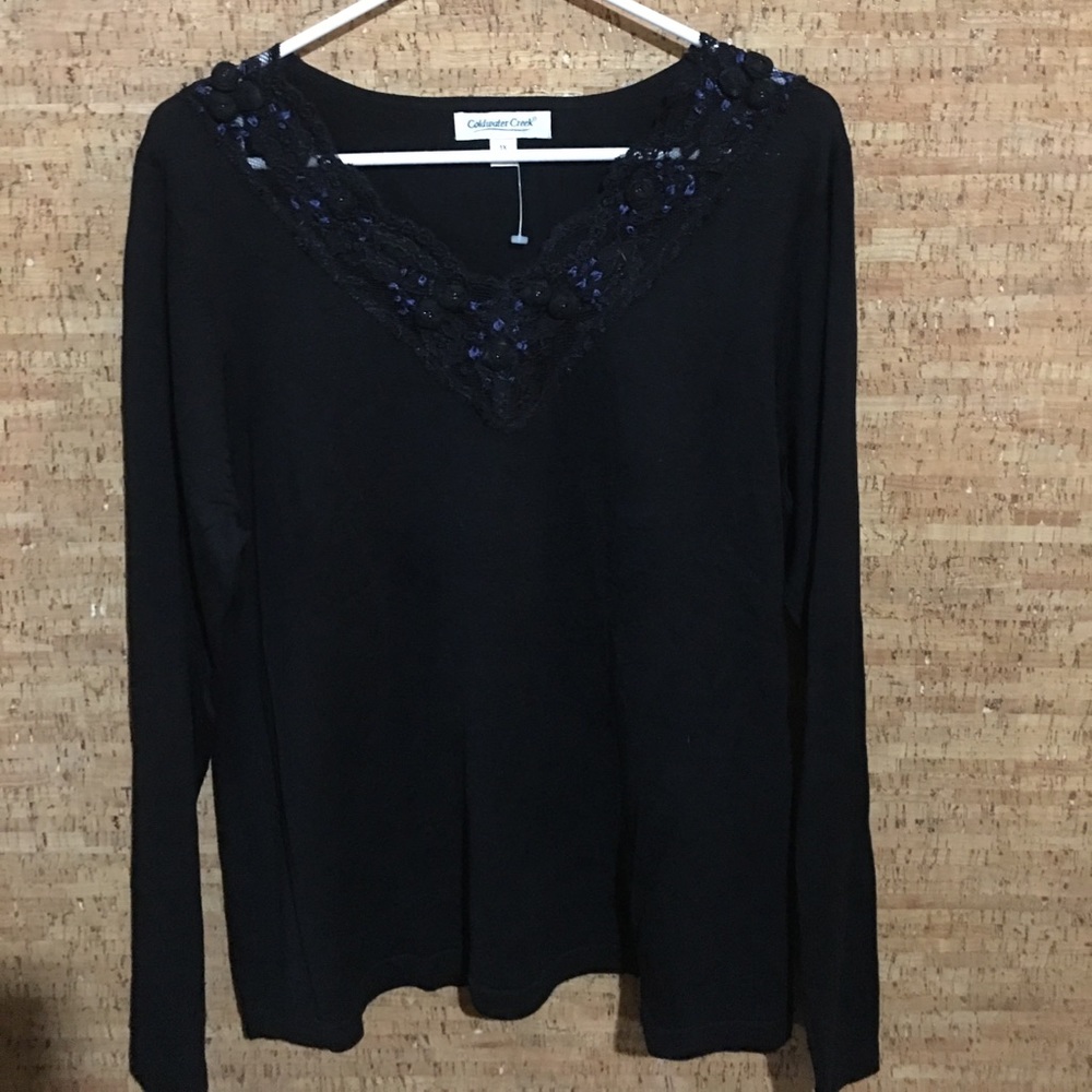 Coldwater Creek Long Sleeve Sweater w/lace