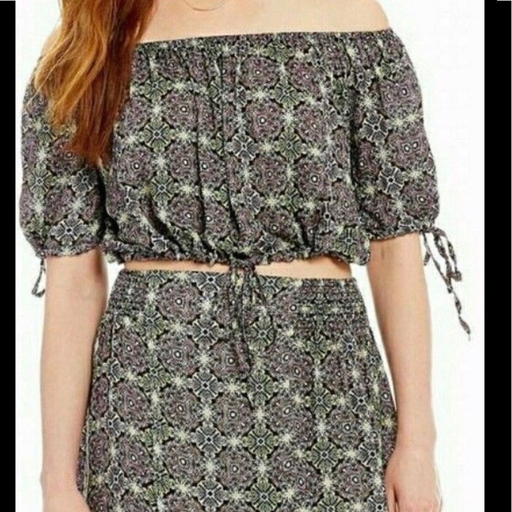 Free People Crop Top Skirt Electric Love Printed