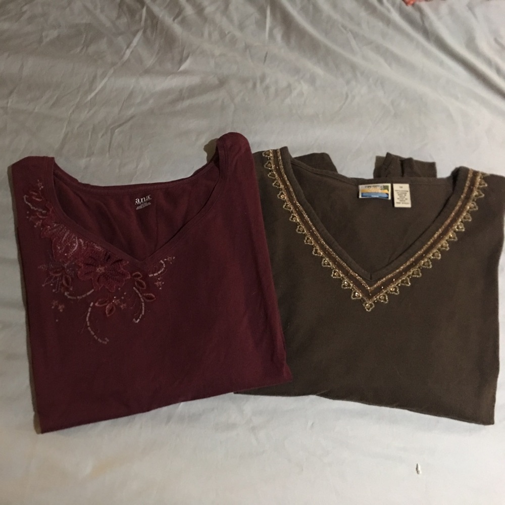 Bundle of 2 NWOT Long Sleeve/V-Neck T-Shirts