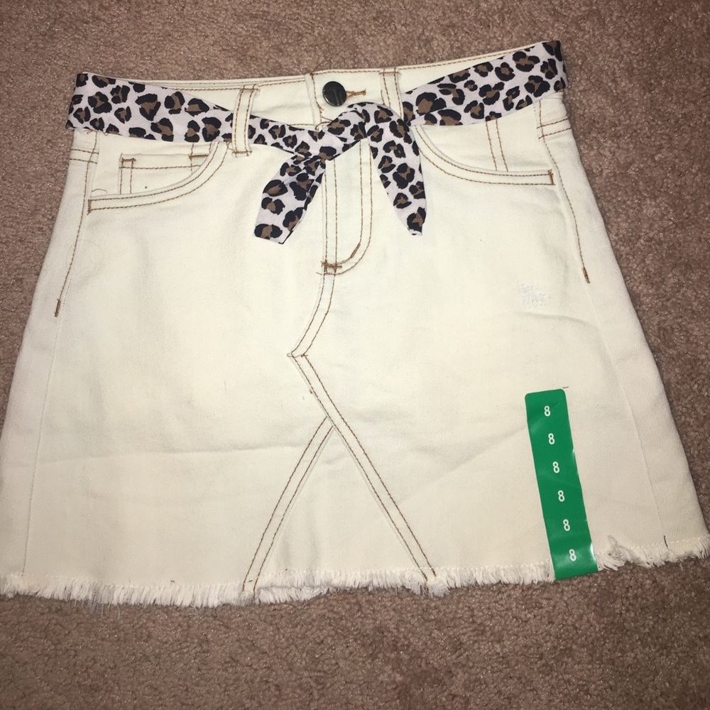 Girls white denim skirt