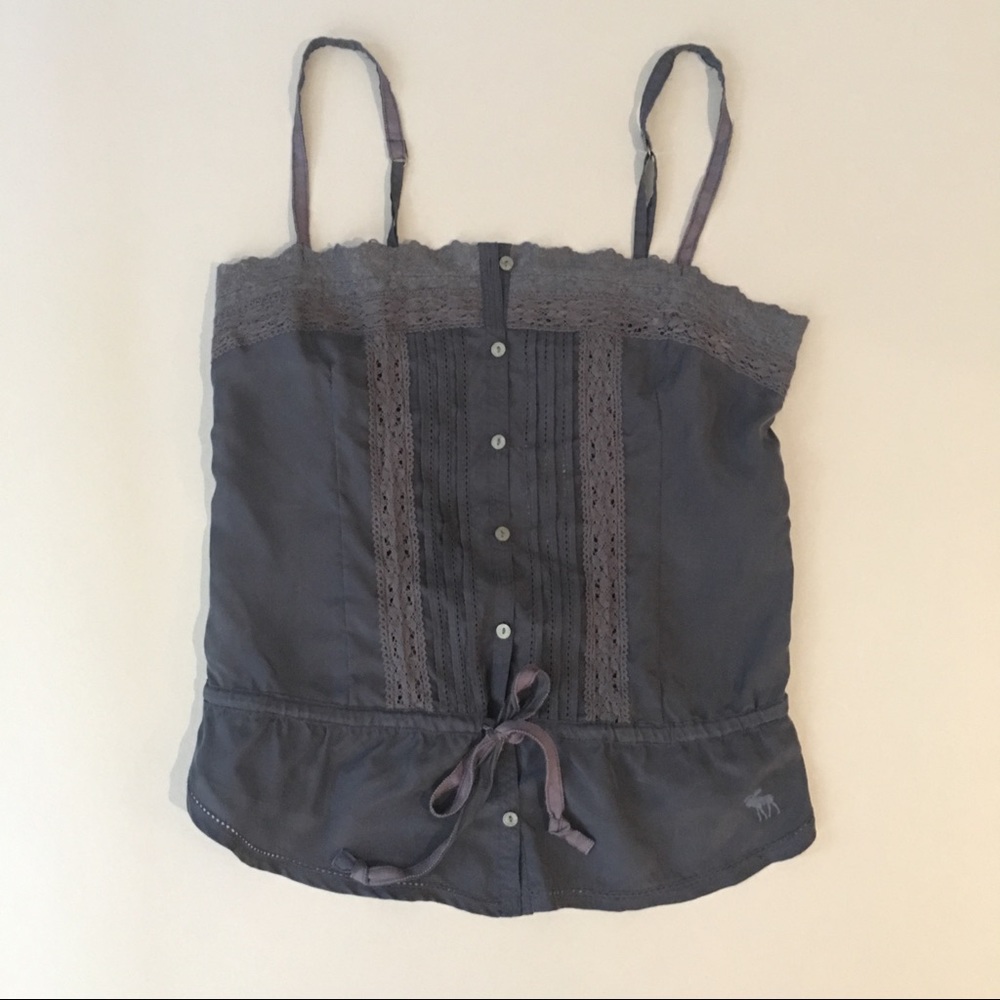 Abercrombie & Fitch navy blue silk top