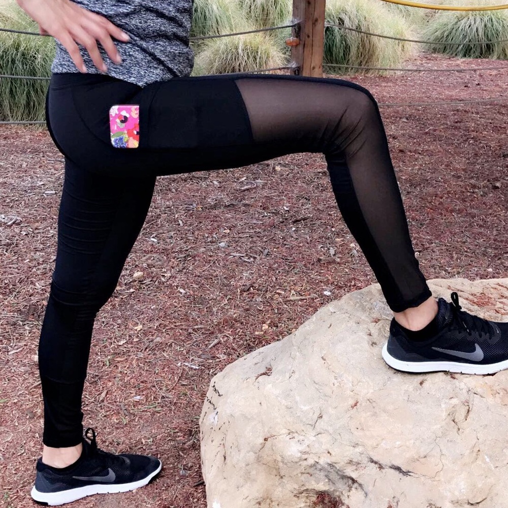 Black Mesh Leggings with side Pocket