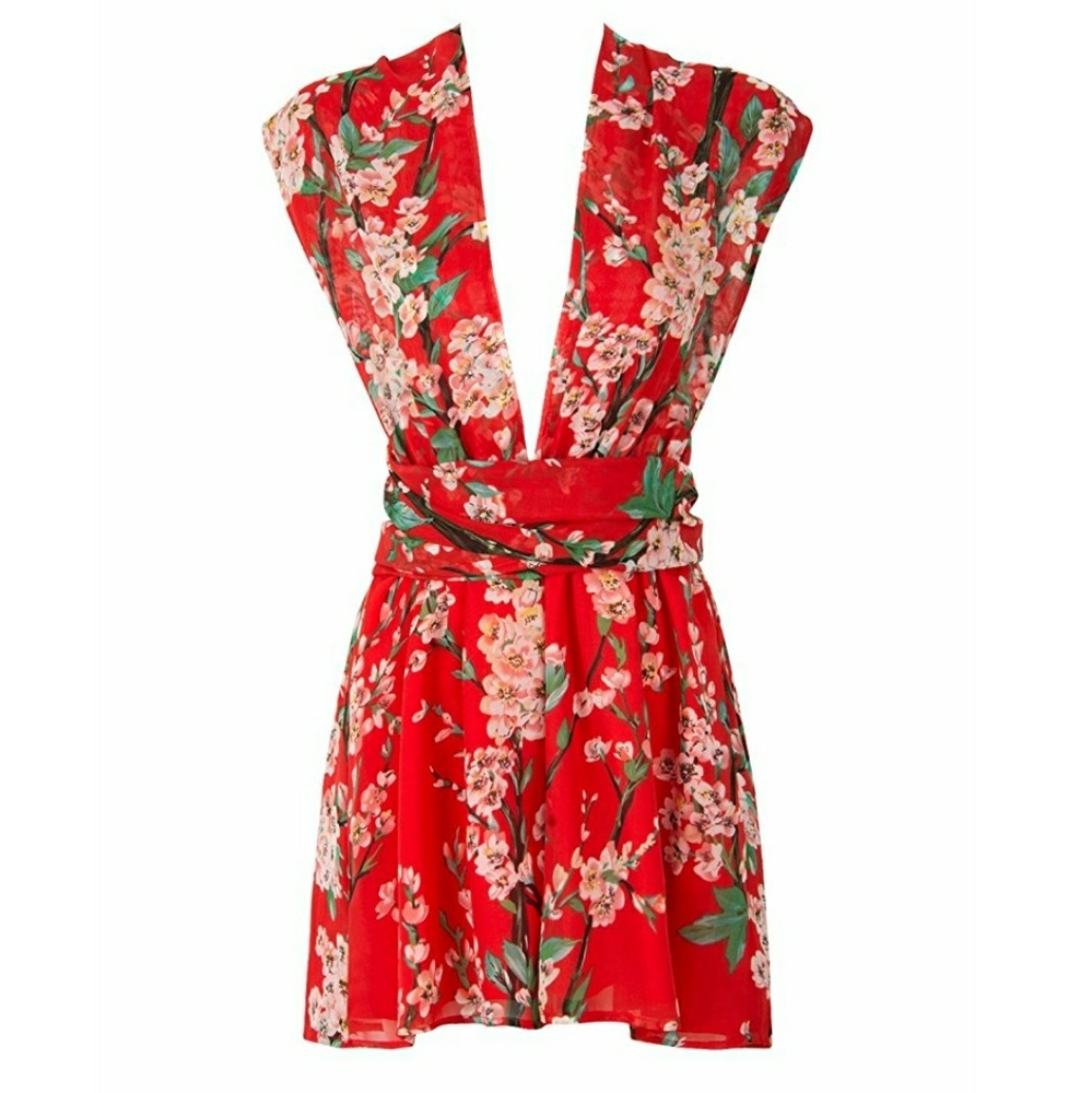 Women's Sleeveless V-Neck Chiffon Floral Romper