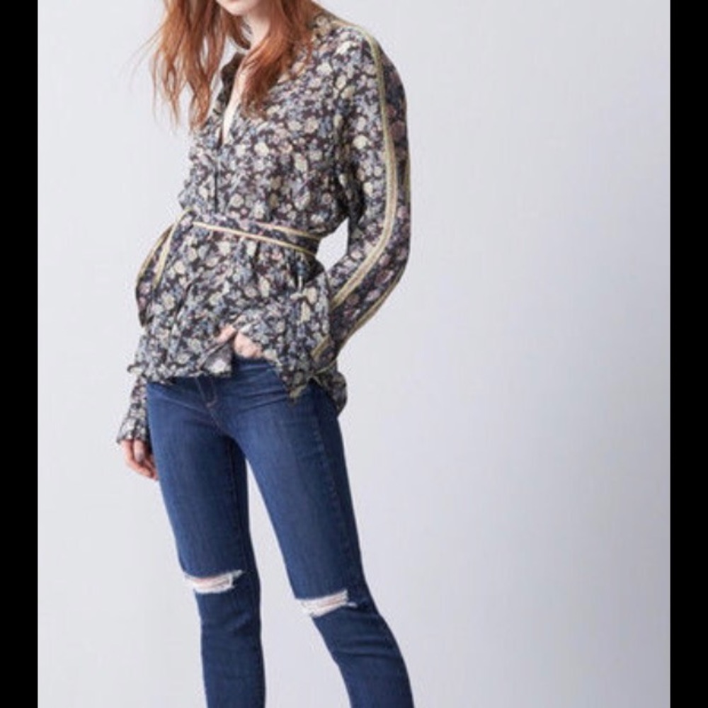 Free People Skyway Printed Floral Print Blouse