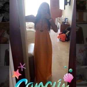 Ripcurl orange embroidered maxi dress
