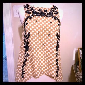 Polka dot embroidered shirt