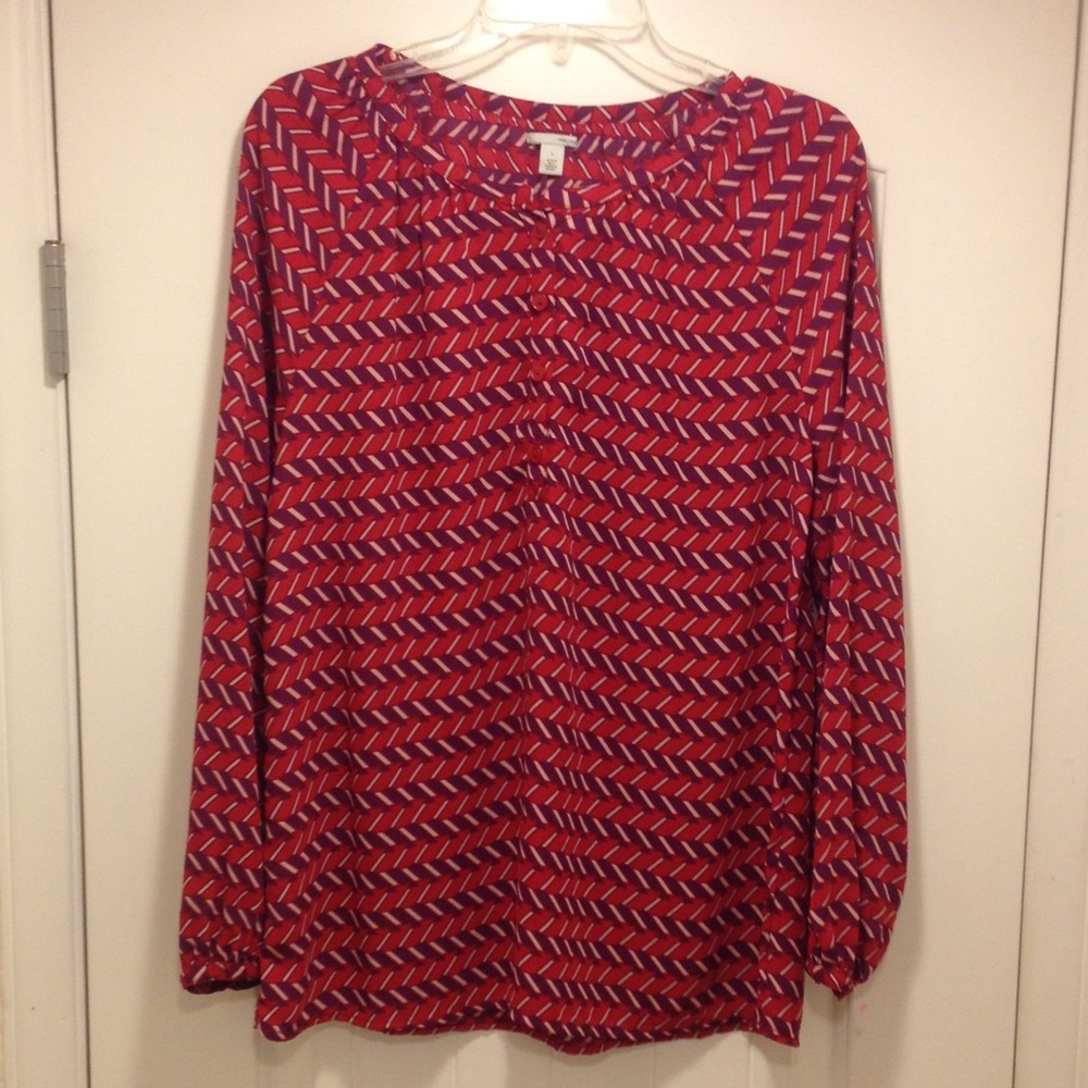 Halogen   multi print silk like top great style