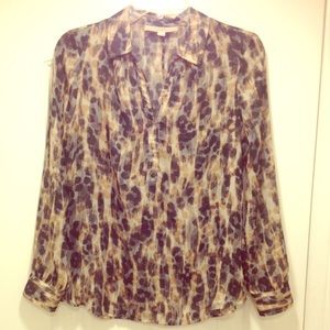 Loft multi print sheer long sleeve top