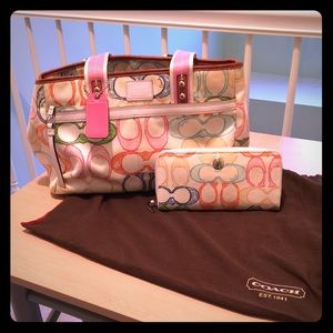 Multi color Coach Scribble Purse with  wallet