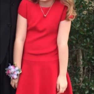 Girls red drop waist sweater dress