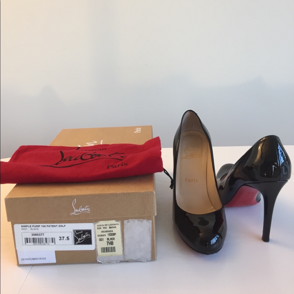 Christian Louboutin Simple Black Patent Pump -37.5