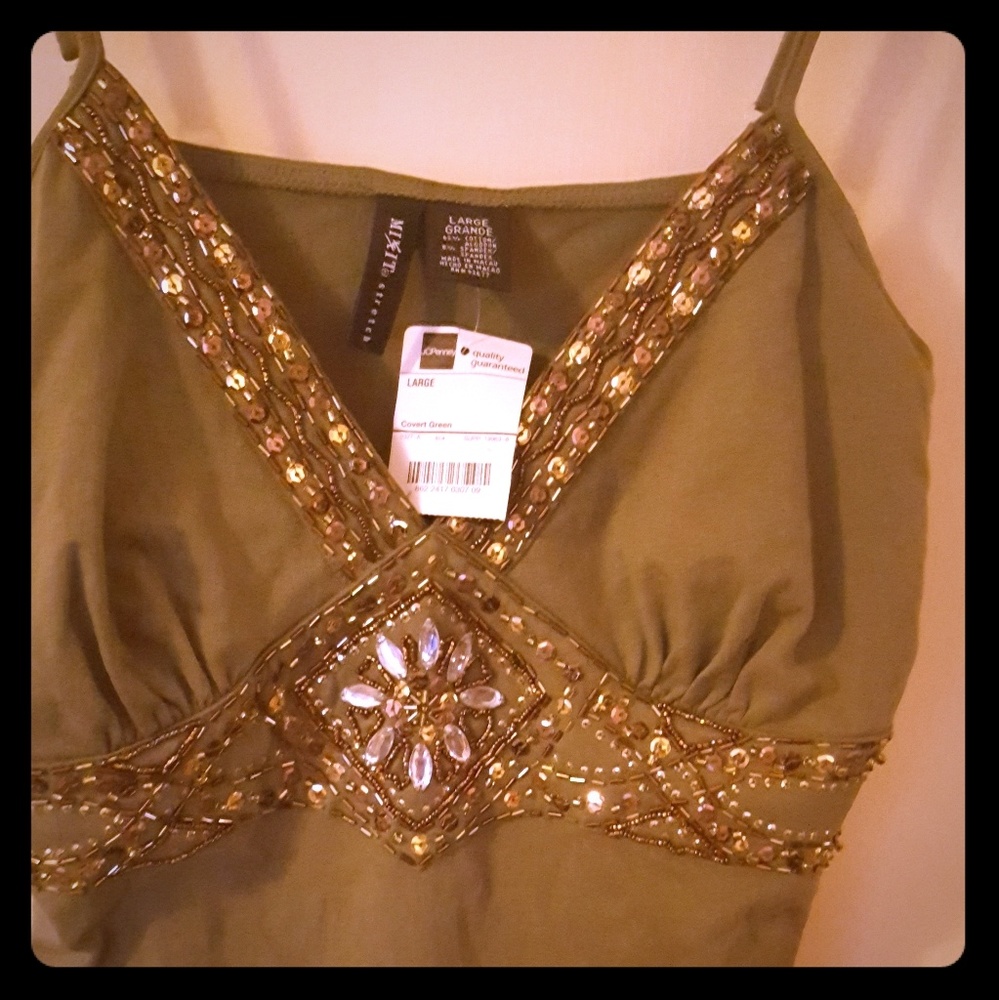 Embellished Olive Green Cami BNWT