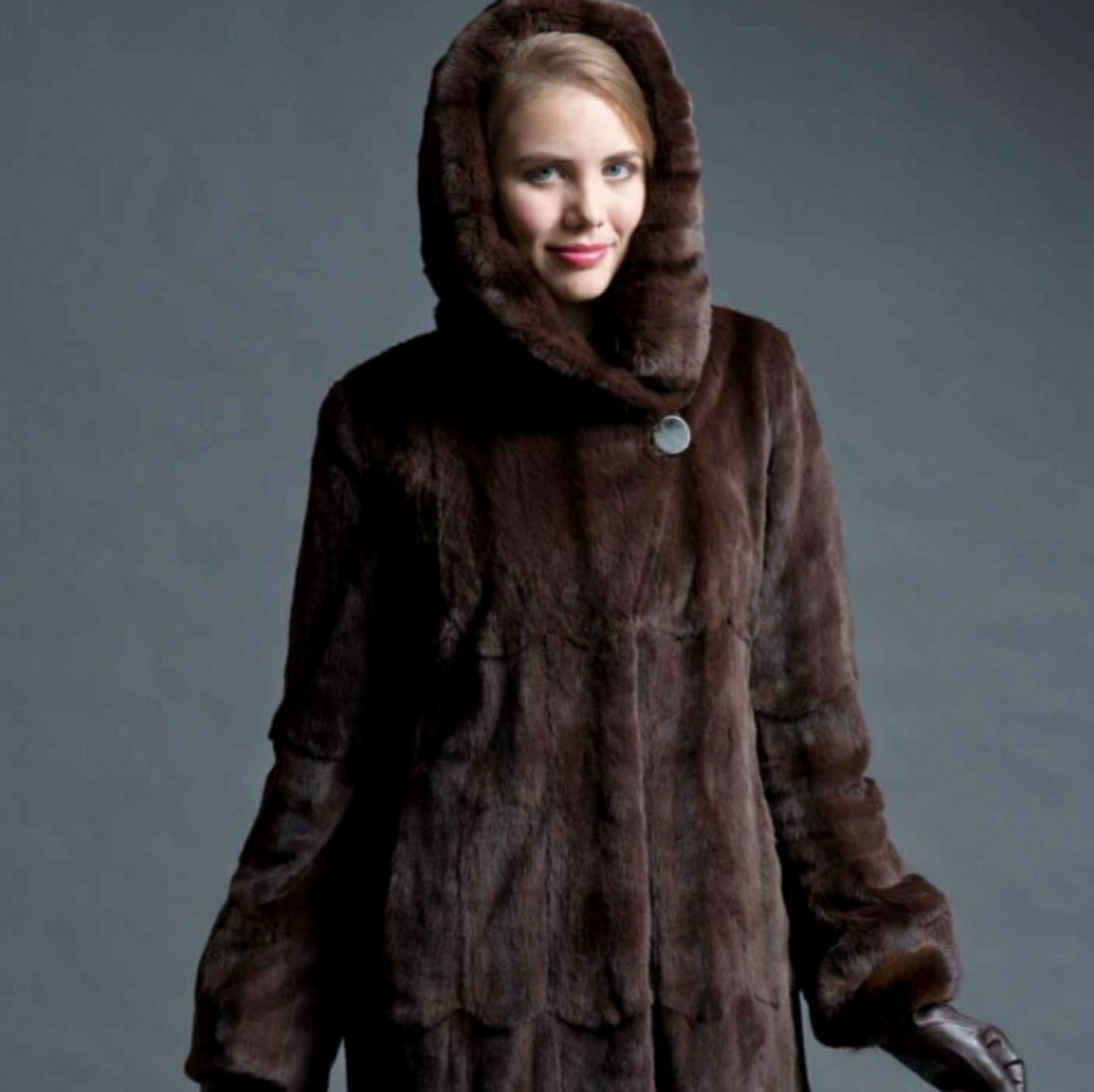 2019 Authentic mink fur coat - 3/4 length w/hoodie