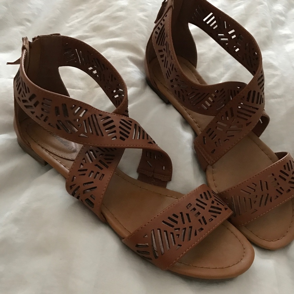 Tan wrap around sandals