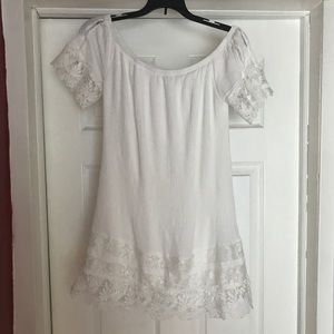 Off the shoulder dress with floral lace