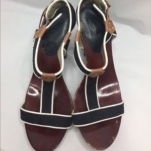 Nautical themed wood heel sandals