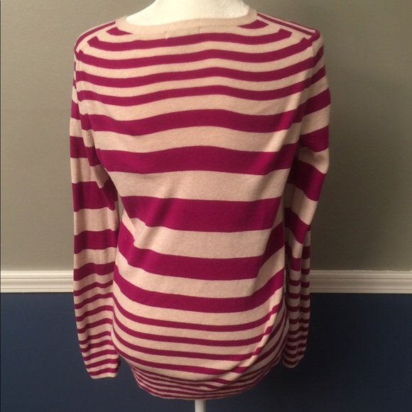 Magenta and cream stripe sweater - Picture 2 of 4