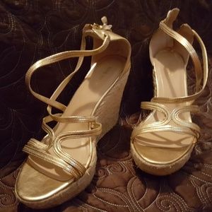 Gold Nine West Wedges