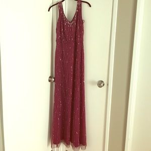 Cranberry beaded gown by Adrianna Papell