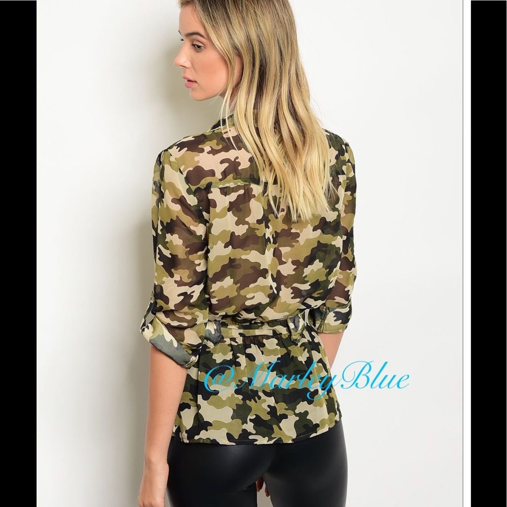 Buy2 Get 1 FREE!!⭐️ Trendy Sheer Camouflage Blouse - Picture 3 of 7