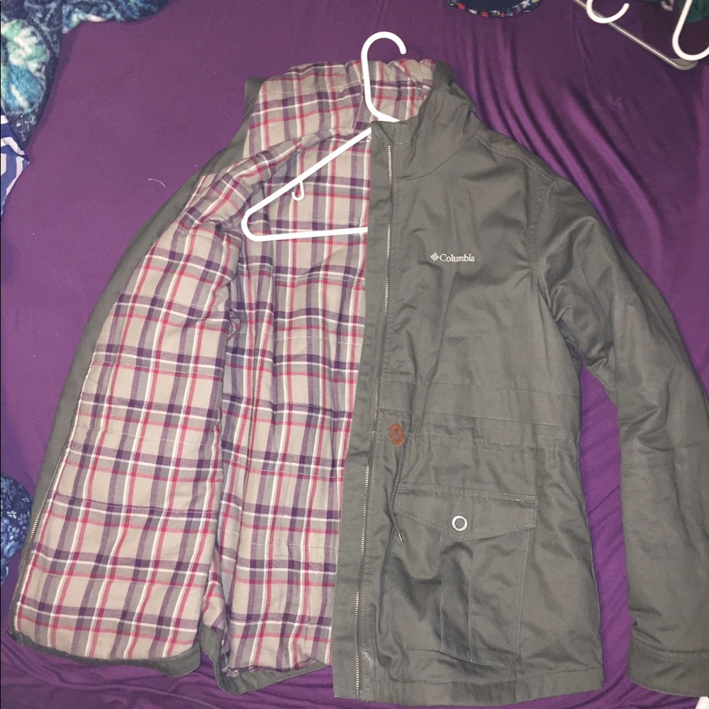 Columbia green/flannel coat