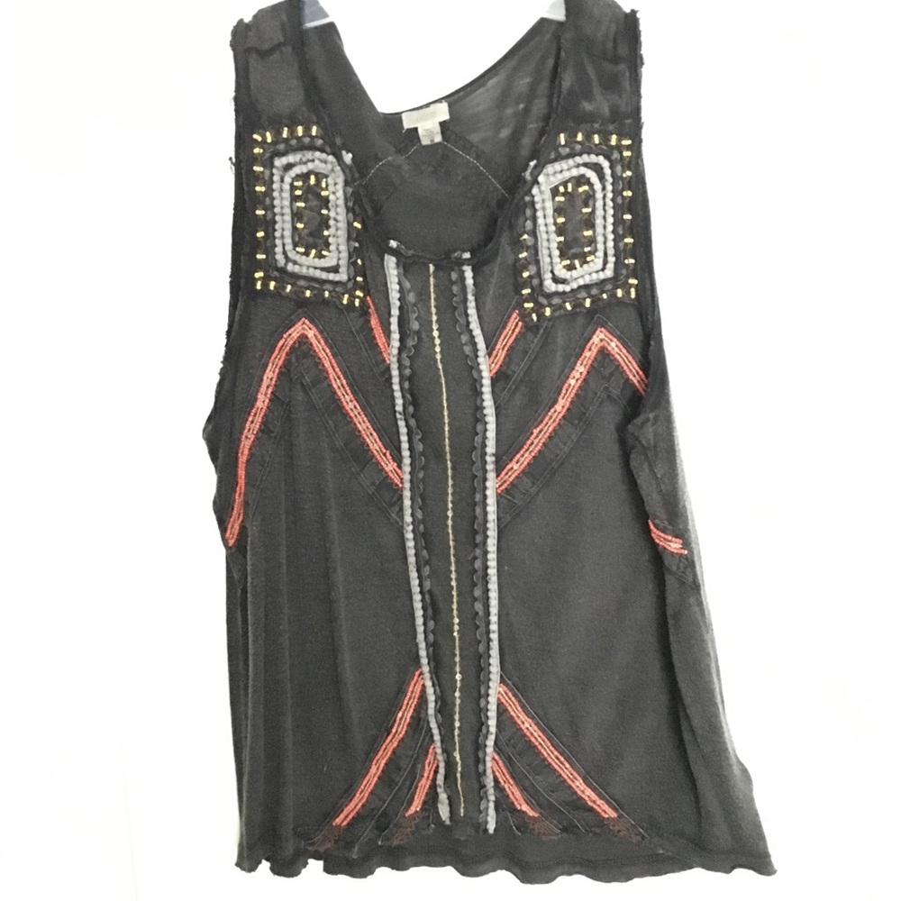 Bead/embroidered tank top
