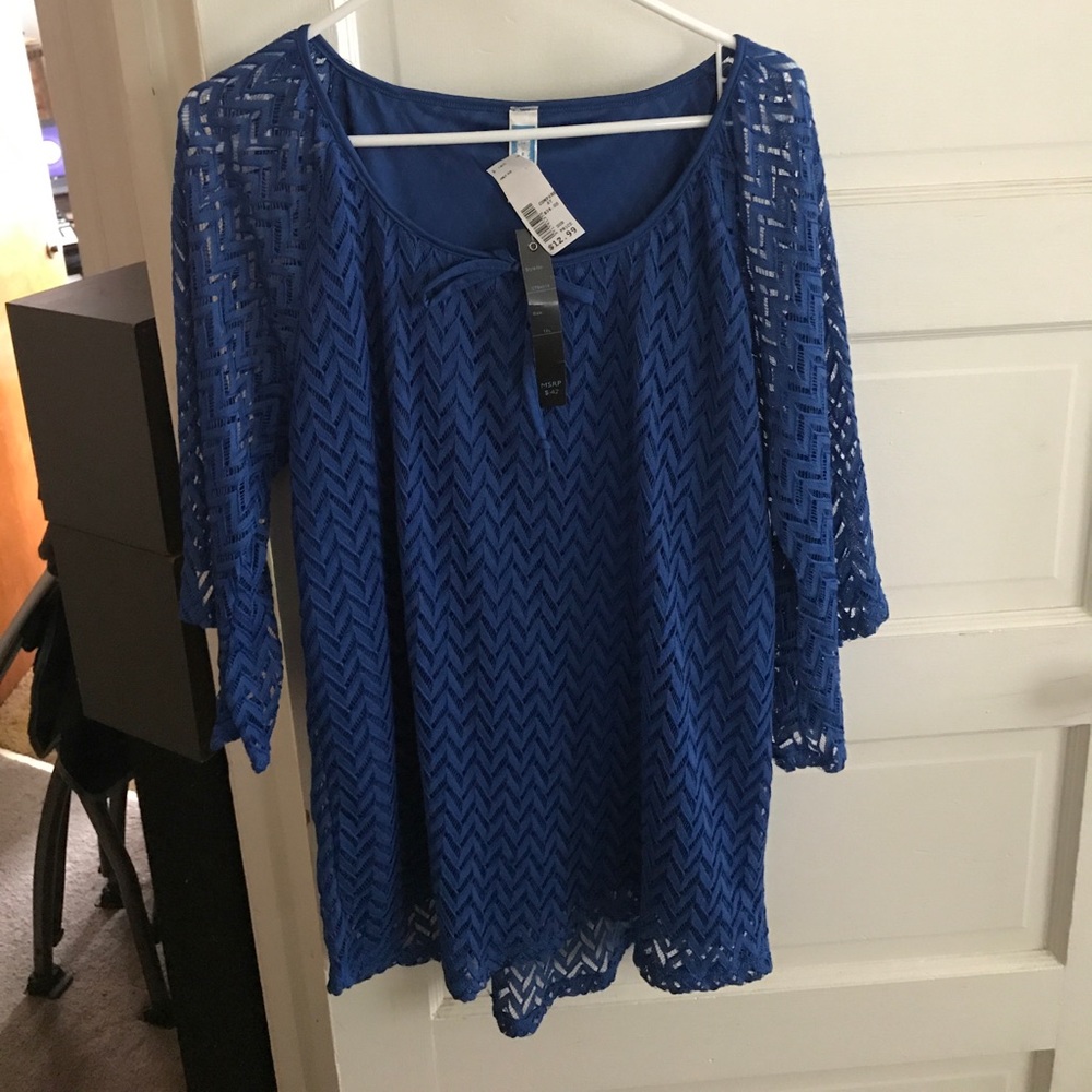 Blue, 3/4 sleeve blouse