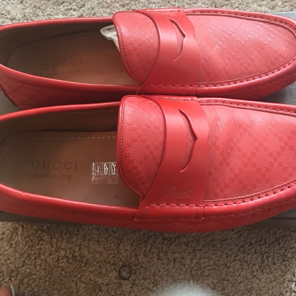 Red Gucci loafers