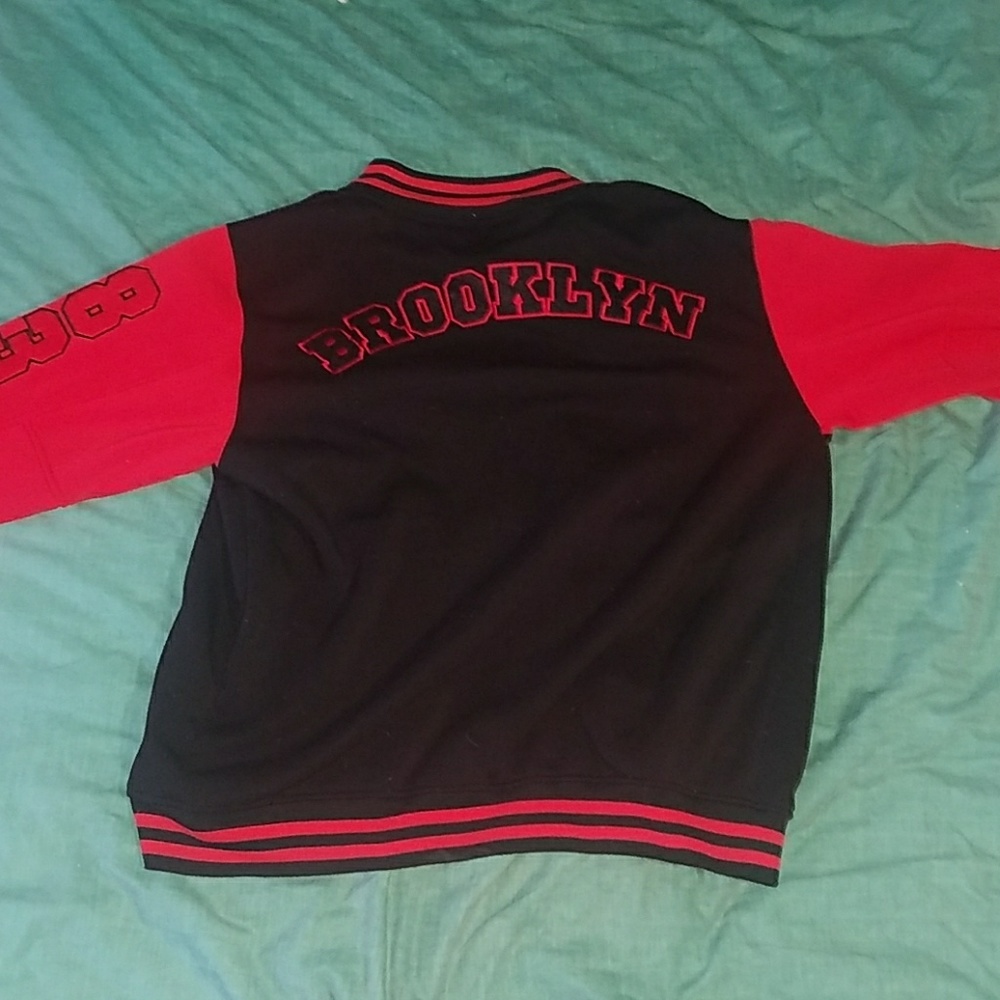Black and red varsity jacket
