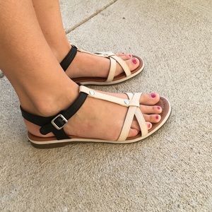 Cream/black sandals- SoleSensibility from Kohls