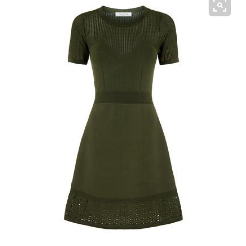 Sandro Paris rapsody flare olive green dress nwot