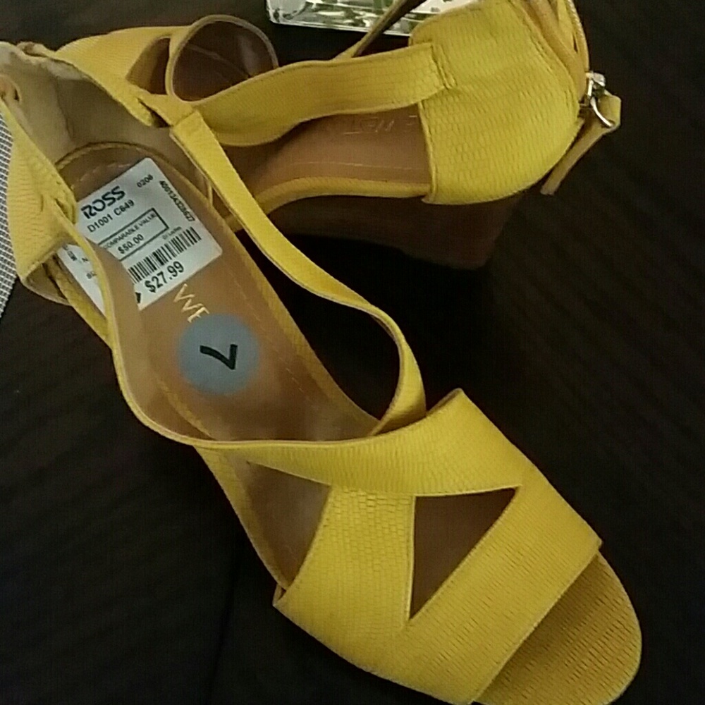 Yellow Wedge Sandals