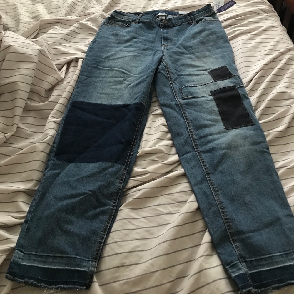 Blue jeans with patches