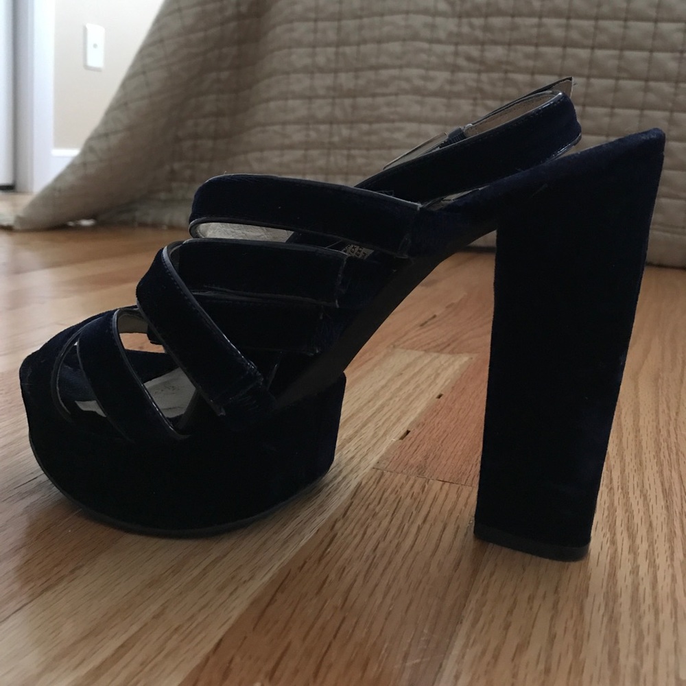 Michael Kors Faye Navy Velvet Platforms