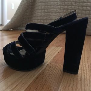 Michael Kors Faye Navy Velvet Platforms