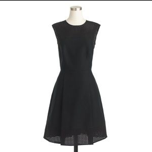A line jcrew black perforated dress with pockets