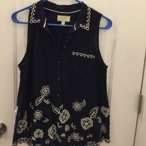 Anthropologie navy blouse