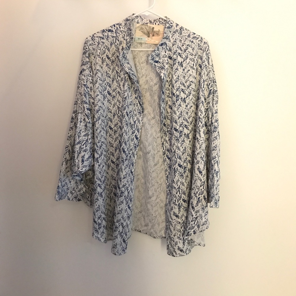 Blue ink print kimono