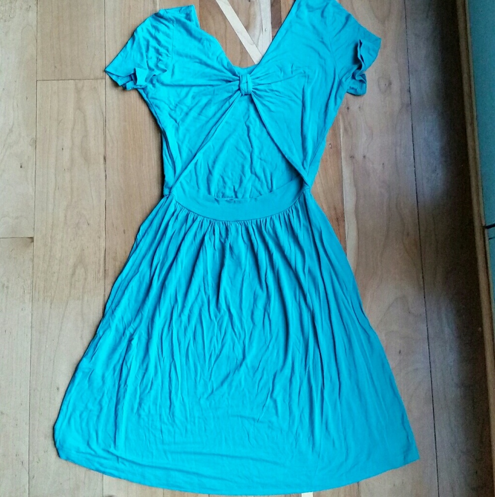 Teal Open Back Dress