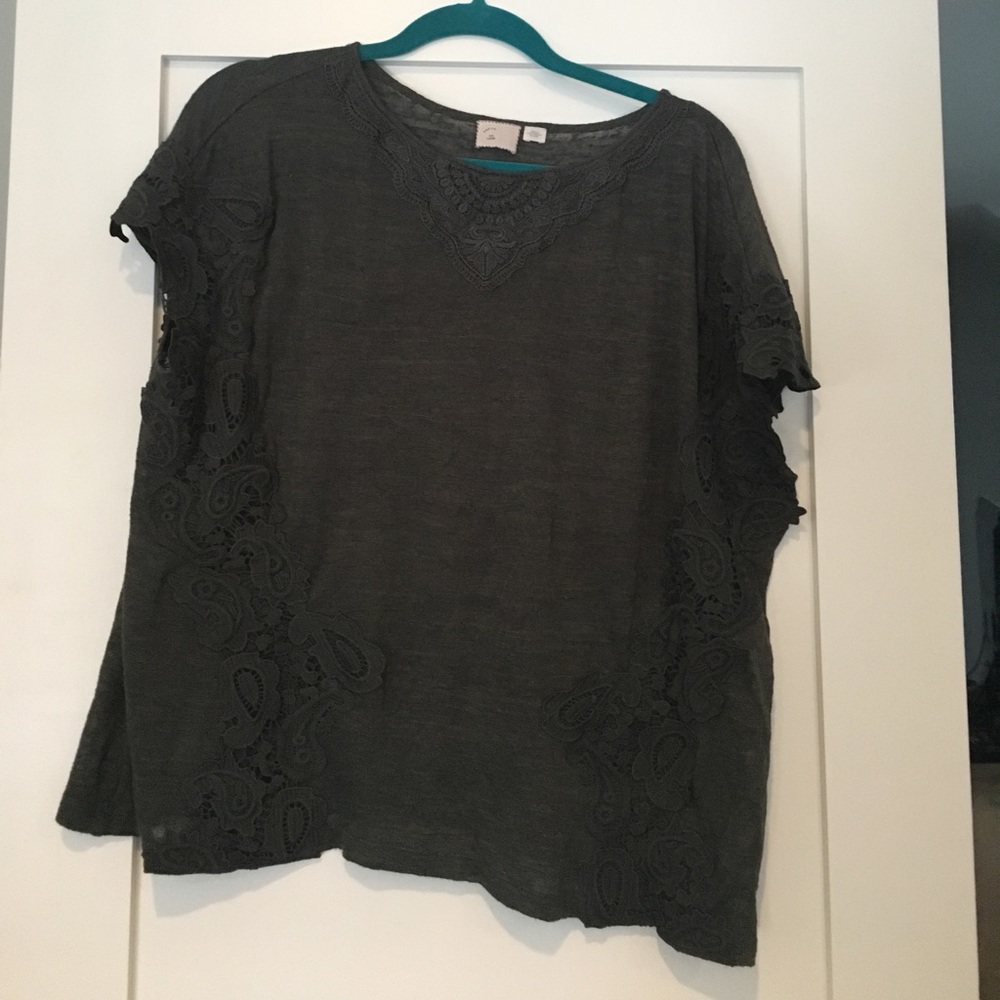 Last chance! Anthropologie Lace Tee, Size Large