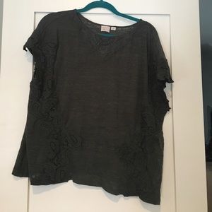 Last chance! Anthropologie Lace Tee, Size Large