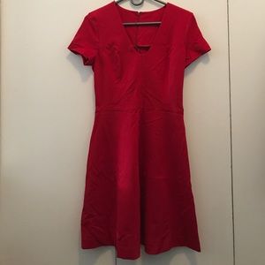 Banana republic red u neck pointe dress (4)