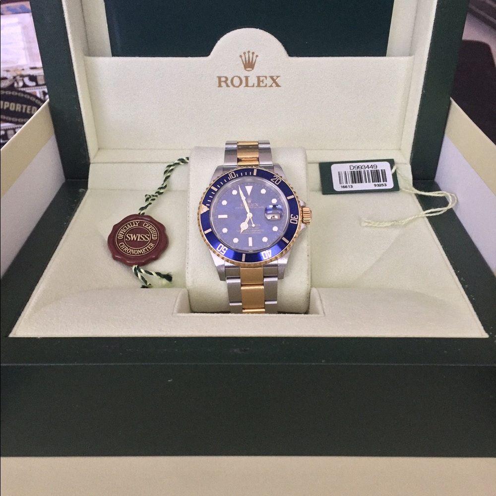💰SOLD  ROLEX 18K Gold Stainless Submariner Watch