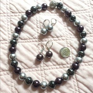 Pearl necklace and earrings