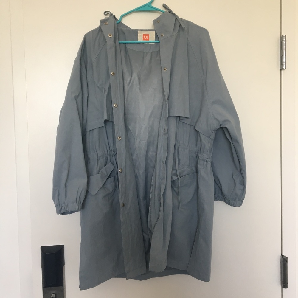 NWOT grayish blue trench coat